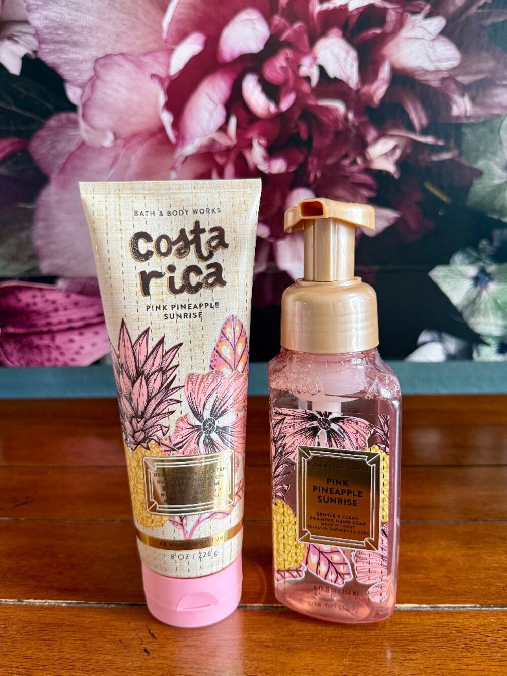 NEW 2-Pc Costa Rica Pink Pineapple Sunrise Body Cream & Foaming Hand Soap BBW